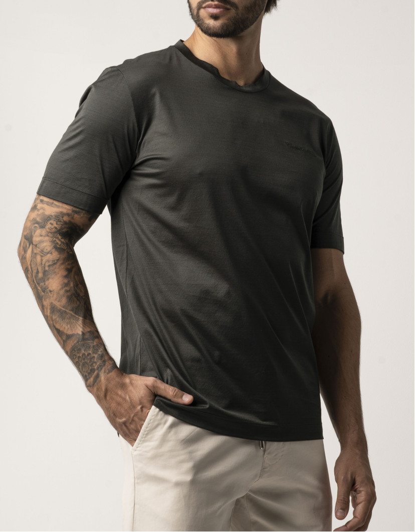 Castello d'Oro Dark Green T-shirt 100% Cotton Regular Fit image